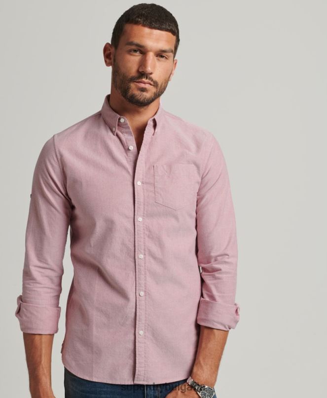 Superdry облекло N00H207 червен мъже уни оксфордска риза от органичен памук