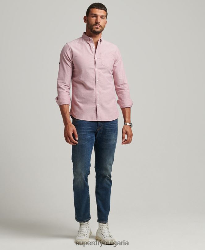 Superdry облекло N00H207 червен мъже уни оксфордска риза от органичен памук