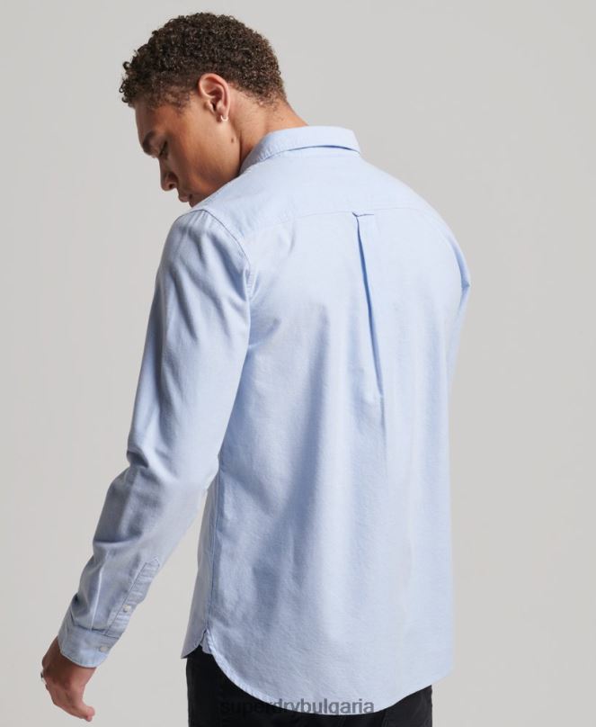 Superdry облекло N00H208 син мъже ретро оксфордска риза от органичен памук