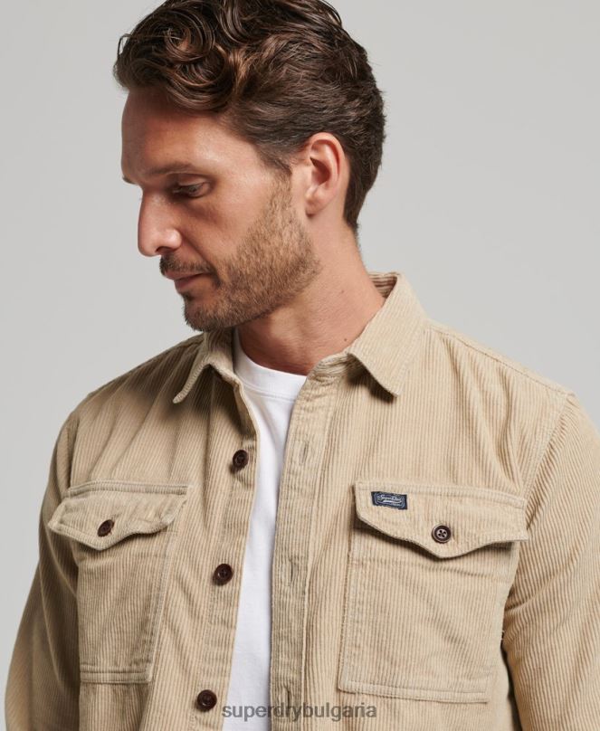Superdry облекло N00H210 кафяво мъже горна риза с реколта