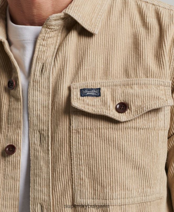Superdry облекло N00H210 кафяво мъже горна риза с реколта