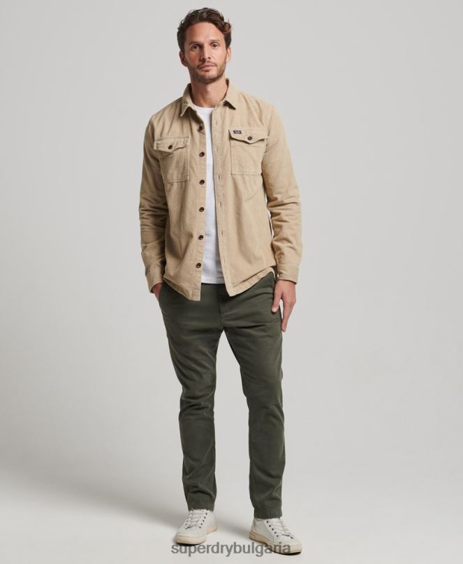 Superdry облекло N00H210 кафяво мъже горна риза с реколта