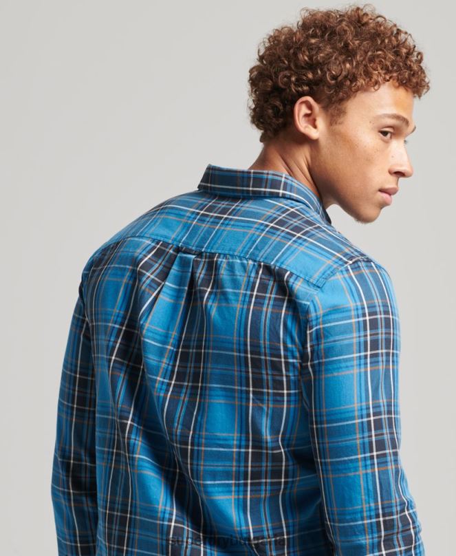 Superdry облекло N00H214 син мъже търговска риза от памучно каре