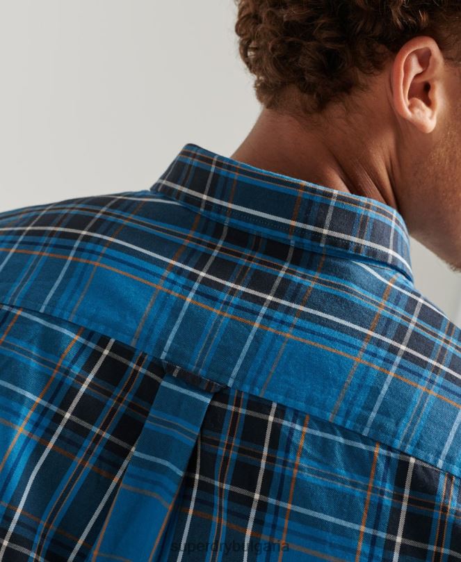 Superdry облекло N00H214 син мъже търговска риза от памучно каре