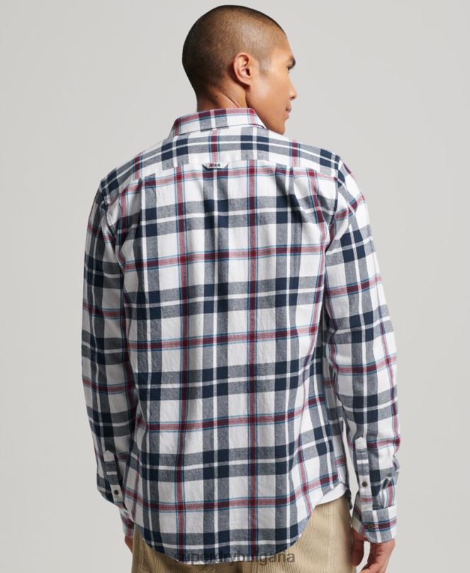 Superdry облекло N00H216 бяло мъже ретро риза дървосекач от органичен памук