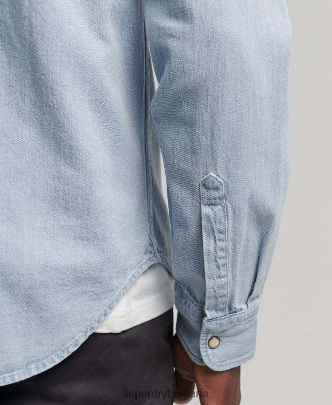 Superdry облекло N00H218 син мъже ретро уестърн риза