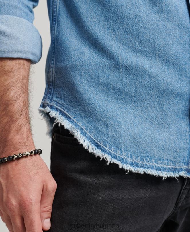 Superdry облекло N00H219 син мъже риза за възкресение