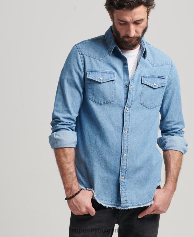 Superdry облекло N00H219 син мъже риза за възкресение