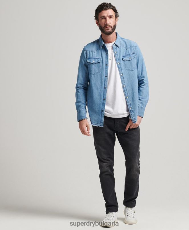 Superdry облекло N00H219 син мъже риза за възкресение