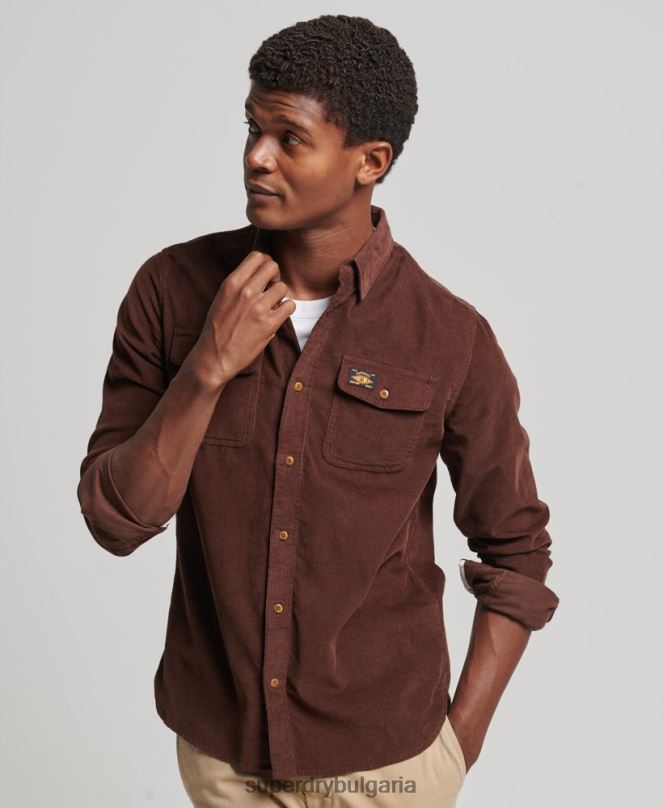 Superdry облекло N00H224 кафяво мъже трейлсман риза