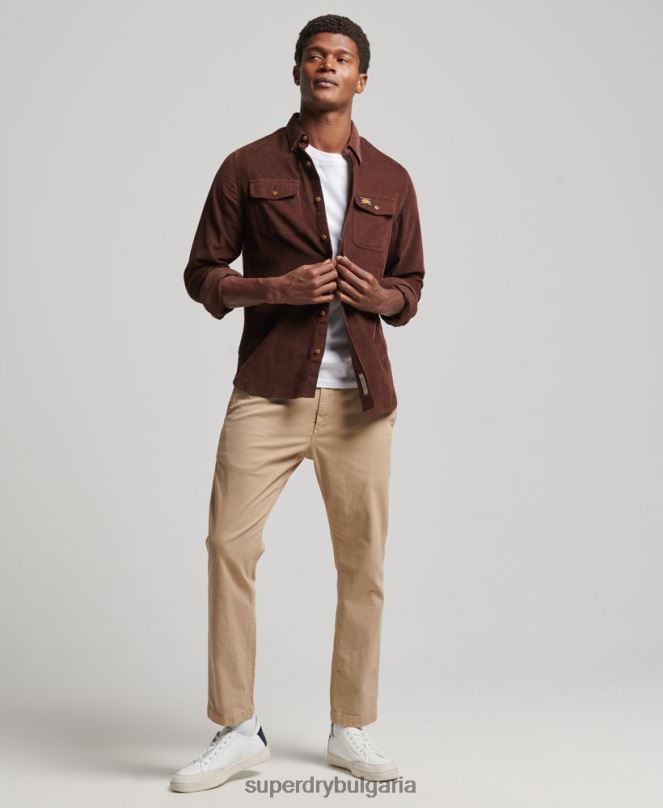 Superdry облекло N00H224 кафяво мъже трейлсман риза