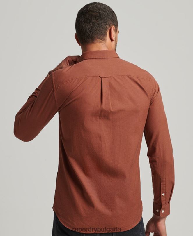 Superdry облекло N00H225 оранжево мъже памучна риза с микро каре