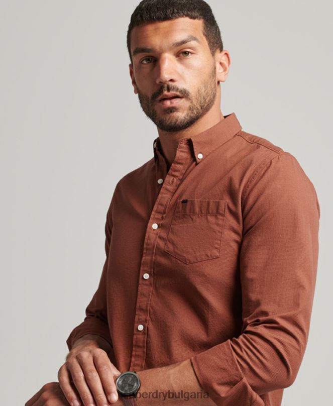 Superdry облекло N00H225 оранжево мъже памучна риза с микро каре