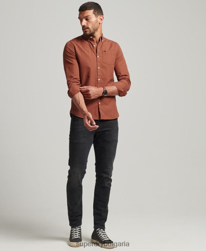 Superdry облекло N00H225 оранжево мъже памучна риза с микро каре
