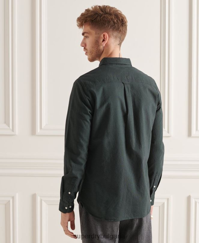 Superdry облекло N00H226 зелено мъже уни оксфордска риза от органичен памук