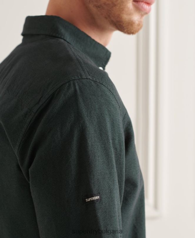Superdry облекло N00H226 зелено мъже уни оксфордска риза от органичен памук