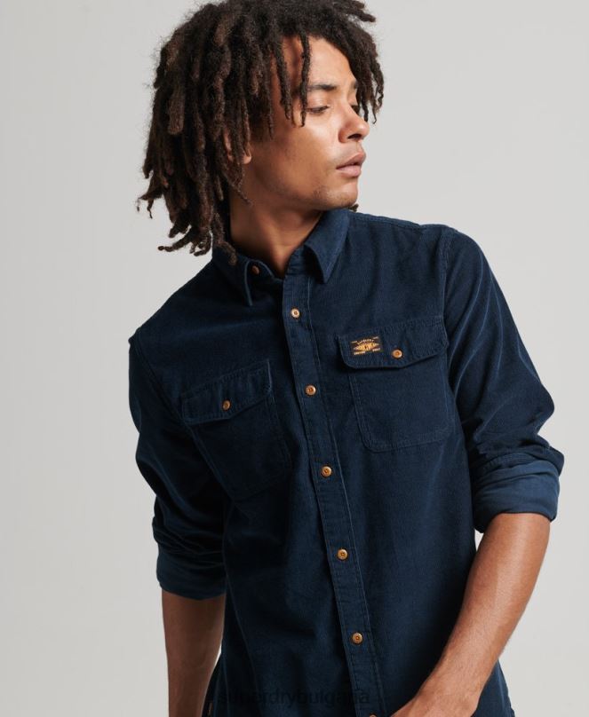 Superdry облекло N00H229 военноморски флот мъже трейлсман риза