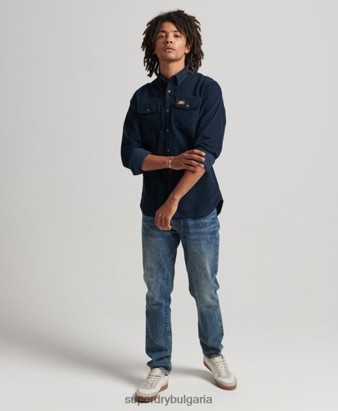 Superdry облекло N00H229 военноморски флот мъже трейлсман риза