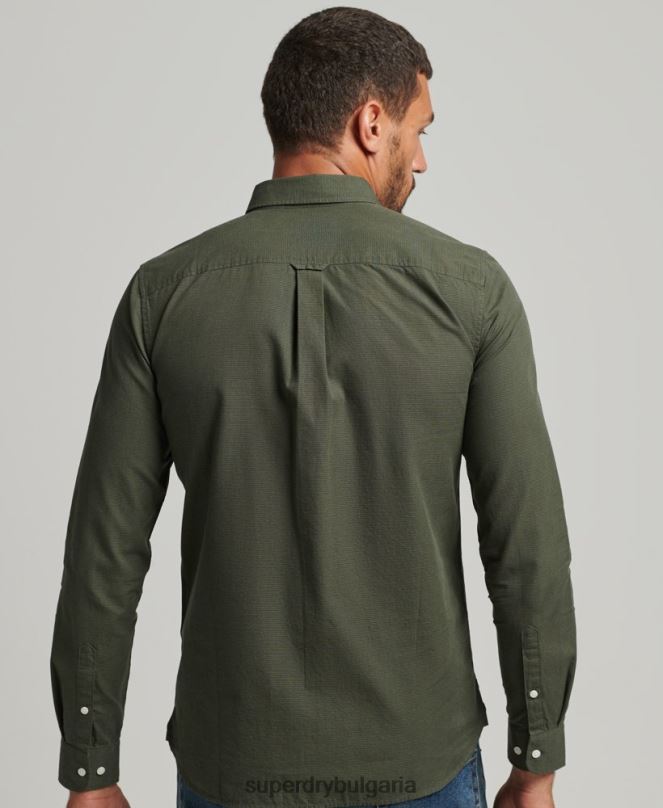 Superdry облекло N00H231 зелено мъже памучна риза с микро каре