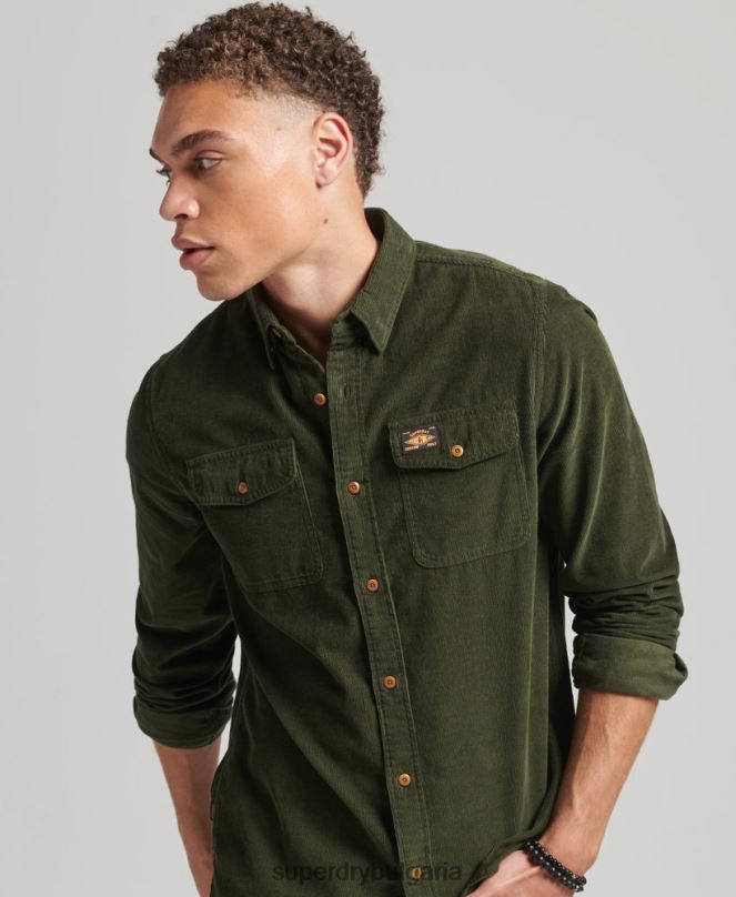 Superdry облекло N00H232 зелено мъже трейлсман риза