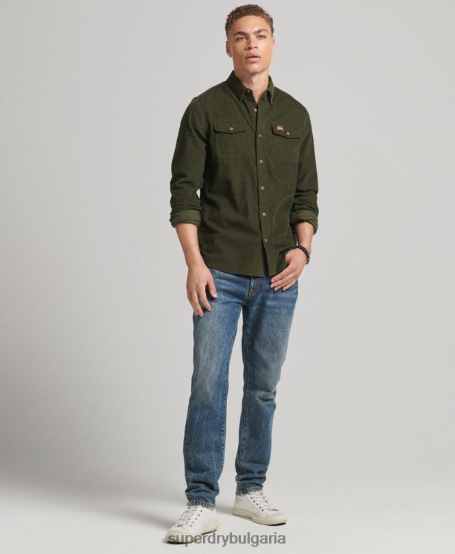 Superdry облекло N00H232 зелено мъже трейлсман риза