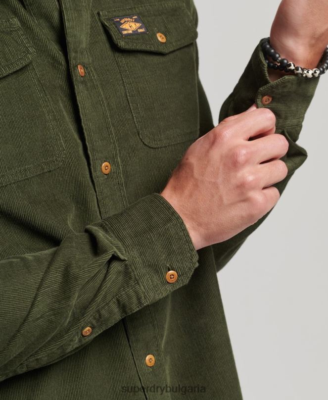 Superdry облекло N00H232 зелено мъже трейлсман риза