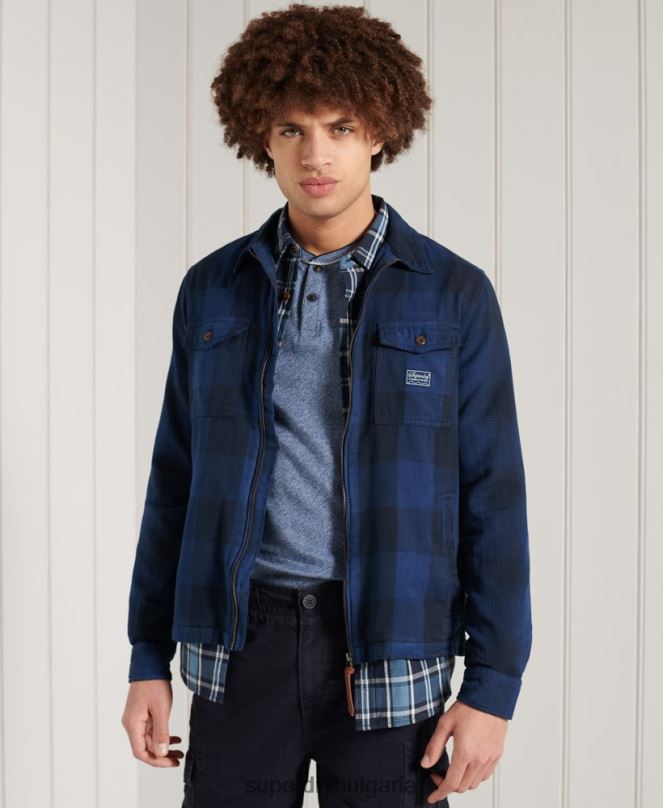 Superdry облекло N00H237 син мъже фланелена горна риза