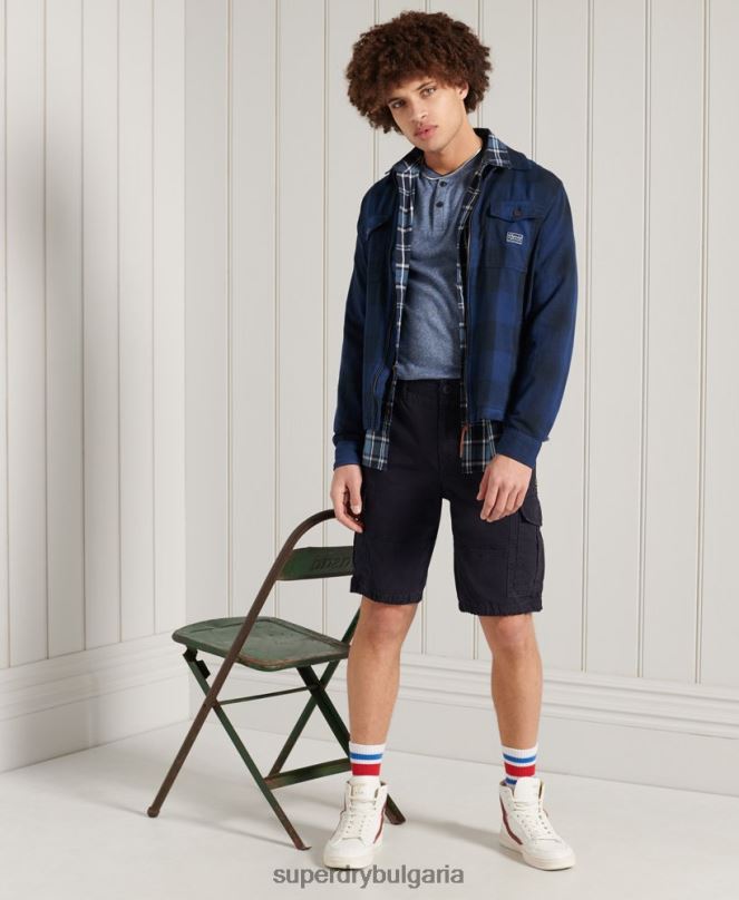 Superdry облекло N00H237 син мъже фланелена горна риза