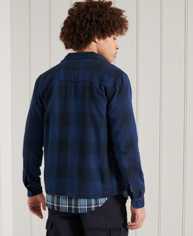 Superdry облекло N00H237 син мъже фланелена горна риза