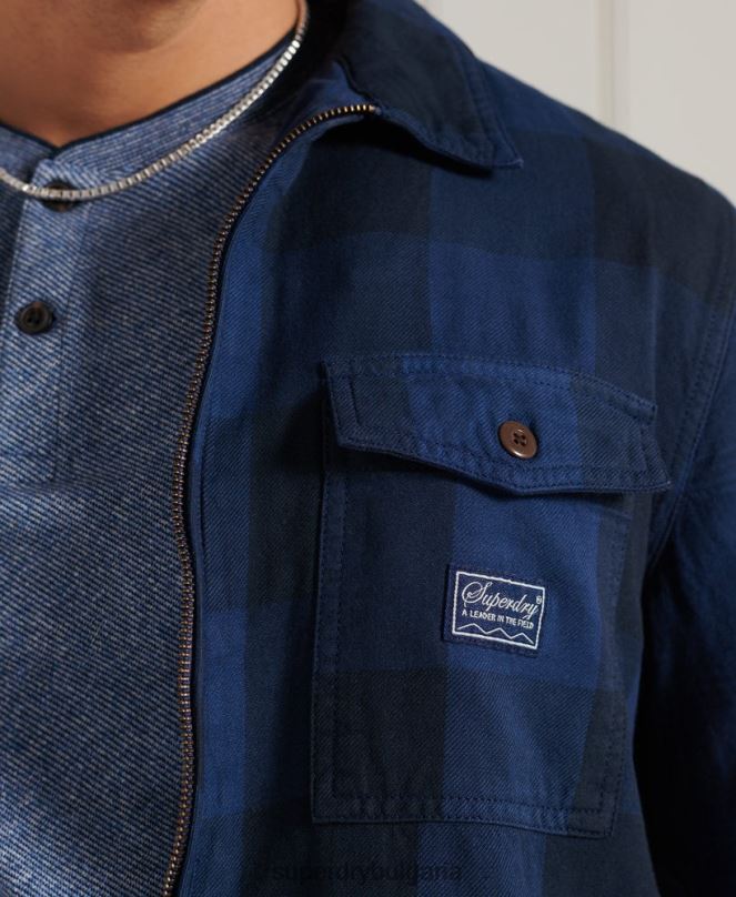 Superdry облекло N00H237 син мъже фланелена горна риза