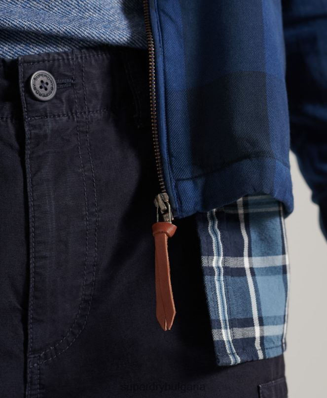Superdry облекло N00H237 син мъже фланелена горна риза