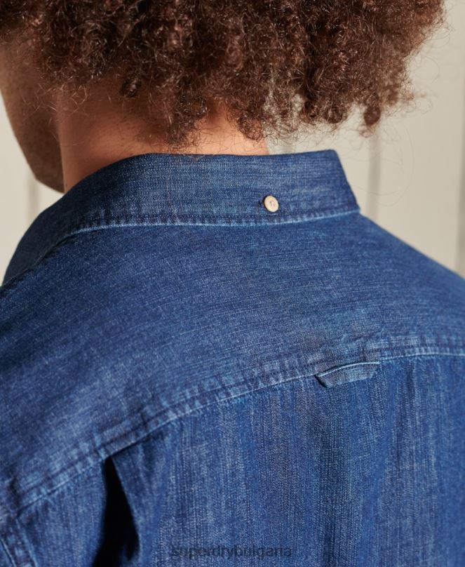 Superdry облекло N00H238 военноморски флот мъже работно облекло индигова риза
