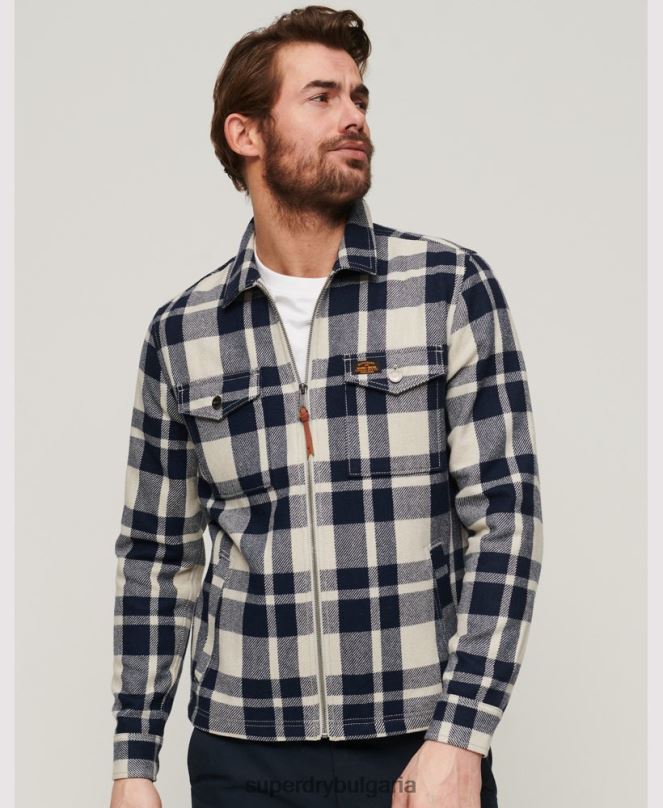 Superdry облекло N00H240 светло синьо мъже вълнена тениска с цип