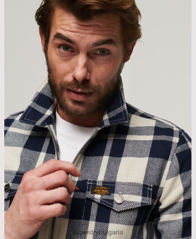 Superdry облекло N00H240 светло синьо мъже вълнена тениска с цип