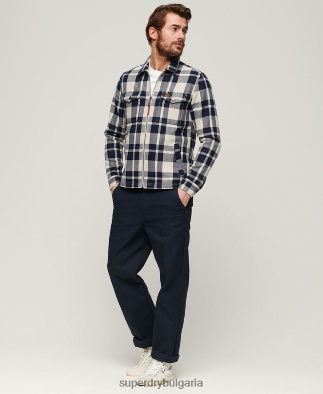Superdry облекло N00H240 светло синьо мъже вълнена тениска с цип