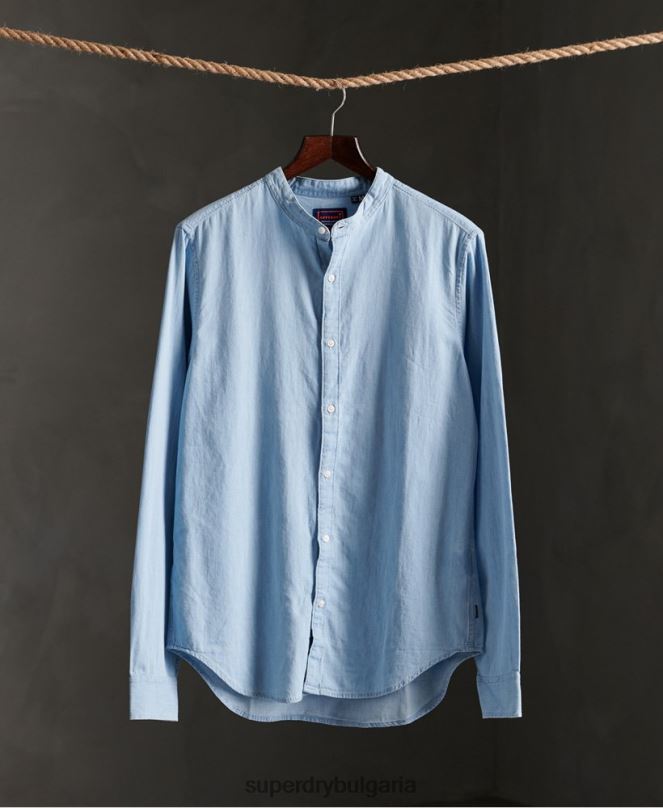 Superdry облекло N00H242 син мъже класическа кепър лайт Grandad риза