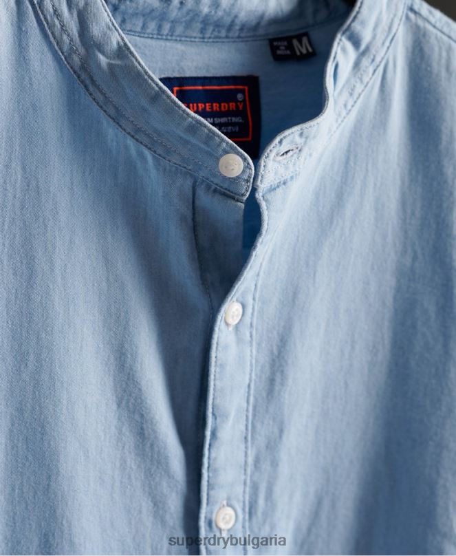 Superdry облекло N00H242 син мъже класическа кепър лайт Grandad риза