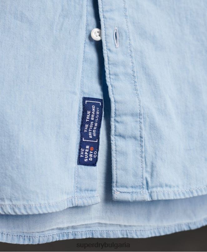 Superdry облекло N00H242 син мъже класическа кепър лайт Grandad риза