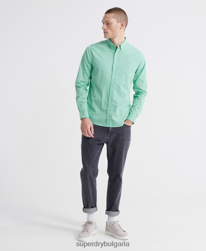 Superdry облекло N00H243 зелено мъже класическа тениска с дълги ръкави
