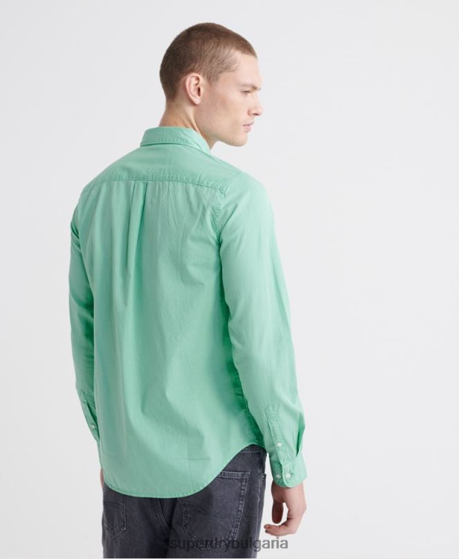 Superdry облекло N00H243 зелено мъже класическа тениска с дълги ръкави