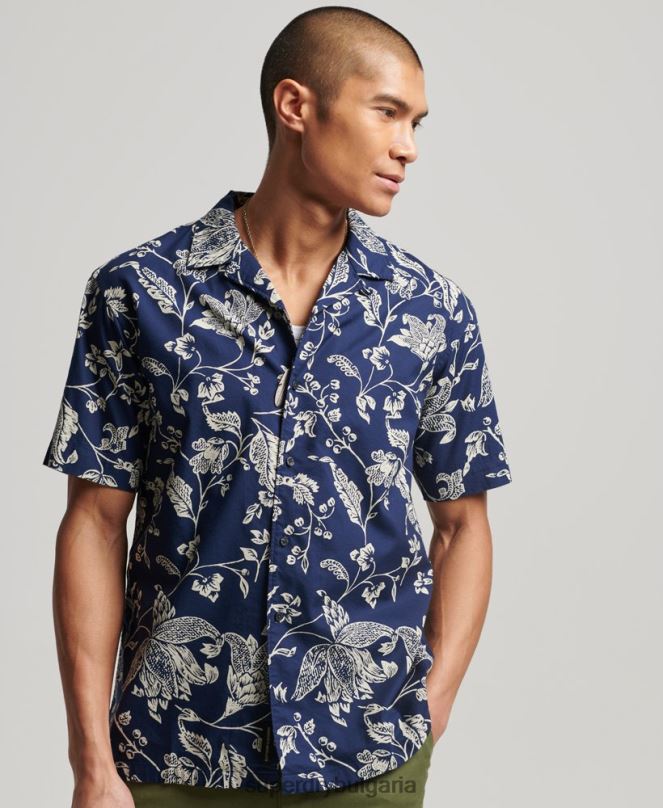 Superdry облекло N00H29 тъмно синьо мъже риза с отворена яка