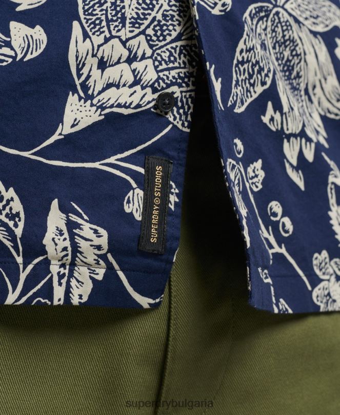 Superdry облекло N00H29 тъмно синьо мъже риза с отворена яка