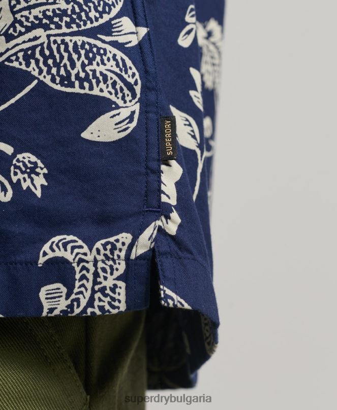 Superdry облекло N00H29 тъмно синьо мъже риза с отворена яка