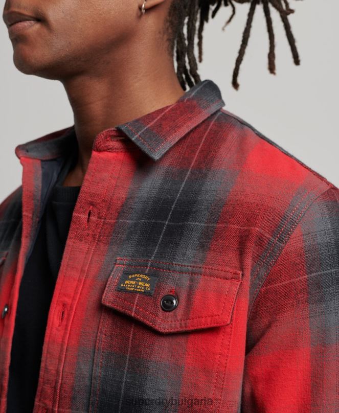Superdry облекло N00H6393 червен мъже тениска с капитонирано каре