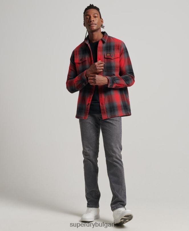 Superdry облекло N00H6393 червен мъже тениска с капитонирано каре