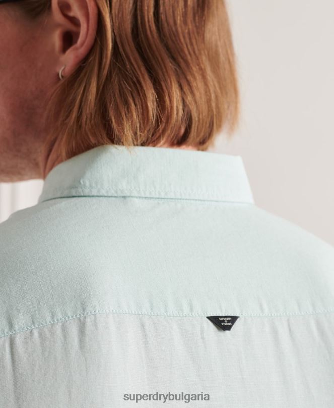 Superdry облекло N00H6440 зелено мъже памучна риза с дълъг ръкав