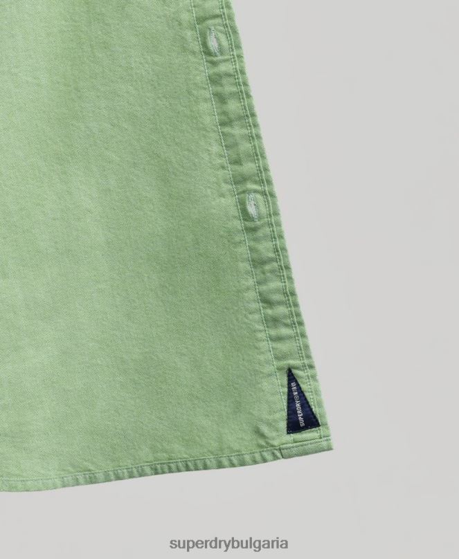 Superdry облекло N00H6473 зелено мъже ретро оксфордска риза от органичен памук