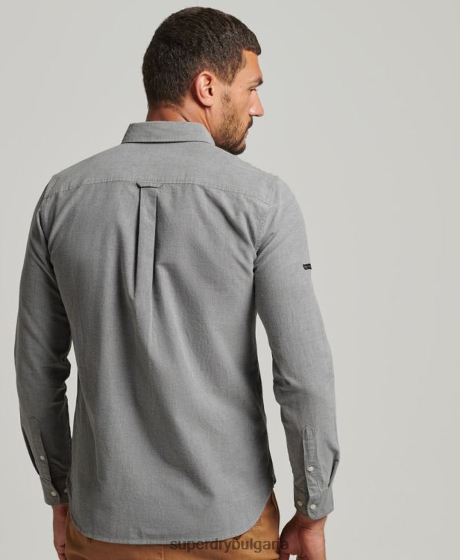 Superdry облекло N00H6504 сиво мъже уни оксфордска риза от органичен памук
