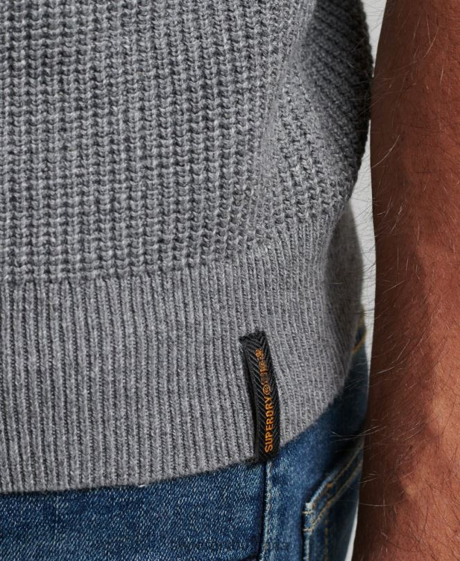 Superdry облекло N00H1236 сиво мъже ретро текстуриран трикотажен пуловер