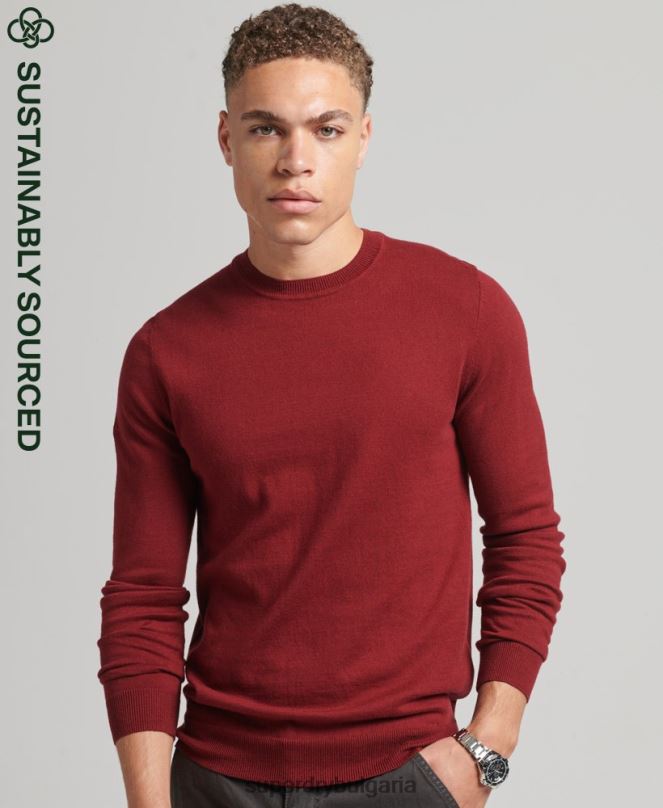 Superdry облекло N00H1237 червен мъже кашмирен пуловер от органичен памук
